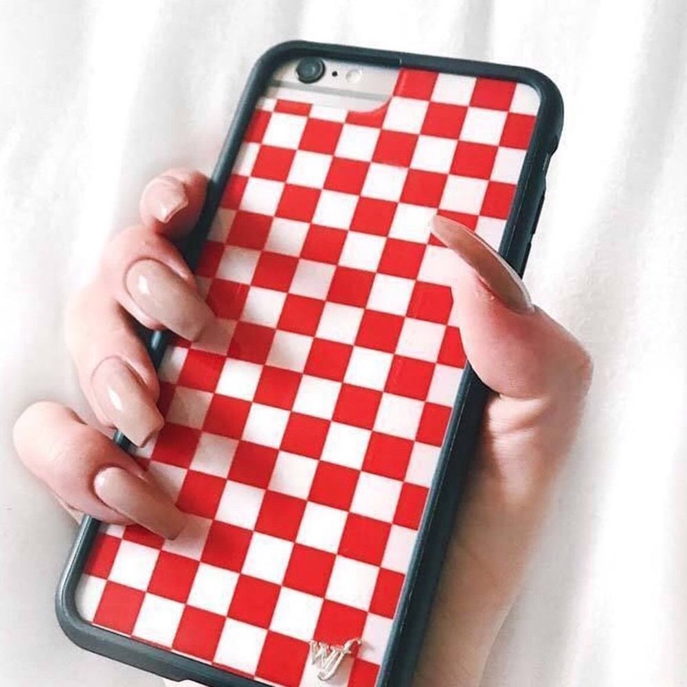 Wildflower red checker iPhone case